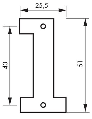 Chiffre 1 à visser hauteur 51 mm laiton THIRARD
