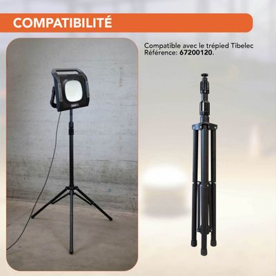 Projecteur de chantier LED puissant IP54 10 800 lumens lumière du jour - TIBELEC