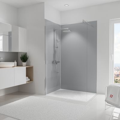 Panneaux muraux de douche 90+120x210 cm gris argenté DécoDesign Couleur - SCHULTE