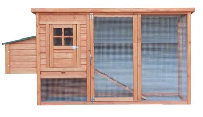 Poulailler en bois teinté clair avec toit bitumé 1 pente 1,50 m², Livraison à domicile incluse - HABRITA