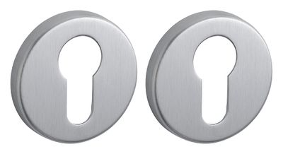 Rosaces de porte rondes à cylindre chrome satiné diamètre 50 mm FROSIO