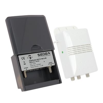 Amplificateur antenne TV 35dB + alimentation 2 sorties et filtre 5G - SEDEA