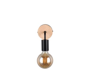 Applique E27 Merida noir et bois 10W - REALITY