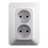 Prise électrique double compacte encastrable avec terre verticale Blanc - Neptune LEGRAND