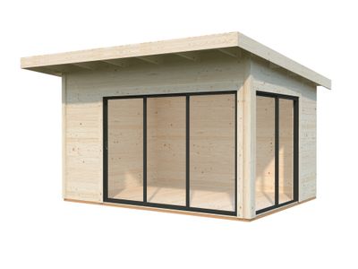 Studio de jardin en bois Andrea avec baies coulissantes double vitrage -  17,4 m² hors-tout - Livraison incluse - PALMAKO
