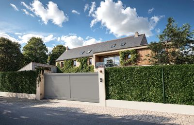 Portail coulissant aluminium LEO l.3,00 x H.1,70 m gris  - PREFALU