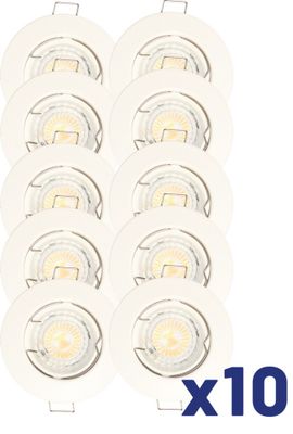 Spots LED encastrables GU10 lumière blanc chaud Blanc par 10 - Quartz ARLUX