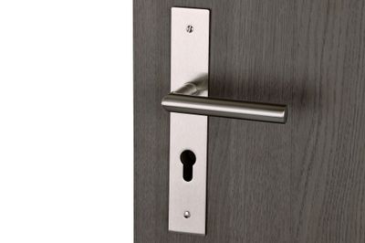 Poignées de porte sur plaques à cylindre Edison nickel mat ALPERTEC