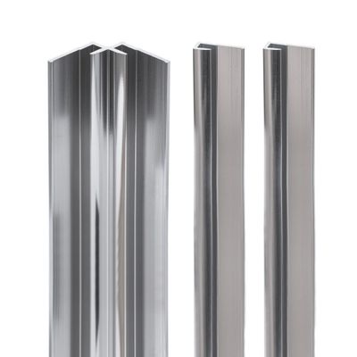 Profilés d'angle alu chrome 2x finitions 1x angle intérieur pour panneaux muraux 255 cm - SCHULTE