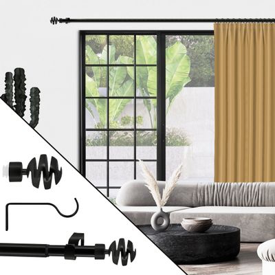 Kit de tringle à rideaux extensible en métal de 1.60 à 3.00 m diam 16 mm Finition Noir mat - MOBOIS