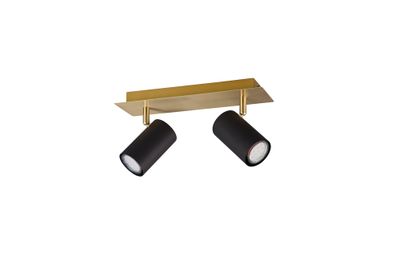 Réglette 2 spots GU10 Marley noir et or 2x35W - TRIO