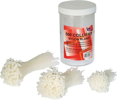 Colliers de serrage nylon blanc par 500
