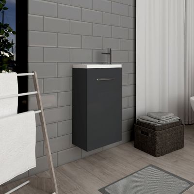 Lave-mains de salle de bains Lena 70 x 40 x 22 cm MDF gris
