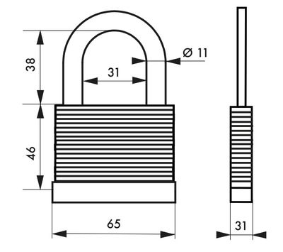Cadenas à clé haute sécurité largeur 65 mm THIRARD