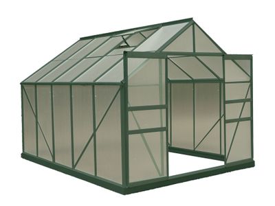 Serre de jardin en aluminium  verte en polycarbonate 7,44 m², Livraison à domicile incluse - HABRITA