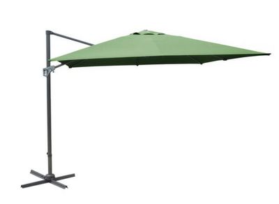 Parasol déporté 3 x 4 m à manivelle inclinable aluminium châssis gris et toile amande - PROLOISIRS