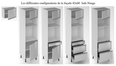 Porte pour meuble hotte de cuisine Jade nuage 42 x 60 cm OFITRES