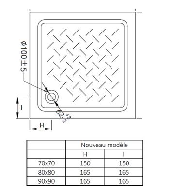 Receveur de douche 90x90 cm céramique blanc - ONDEE