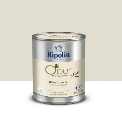 Peinture O'PUR mur & boiserie Blanc Cassé satin 0,5 L - RIPOLIN