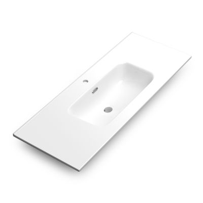 Plan vasque de salle de bains New Onix L120 x H19 x P46 cm céramique blanc