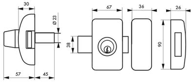 Verrou de porte d'entrée universel à cylindre double entrée 45 mm doré 3 clés THIRARD