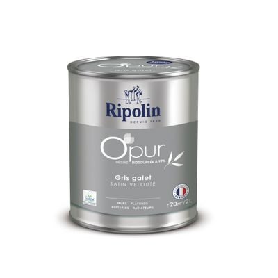 Peinture O'PUR Satin GRIS GALET 2 L - RIPOLIN
