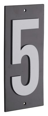 Plaque chiffre 5  à visser 56 x 130 mm fond noir THIRARD