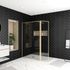 Paroi de douche à l'italienne avec déflecteur 120+40x200 cm profilé or verre transparent 5 mm Golden Edge - AURLANE