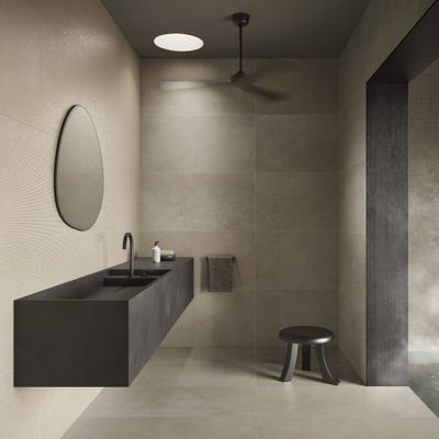 Carrelage sol intérieur effet pierre taupe ARIA ép 9 mm 80,2 x 80,2 cm rectifié paquet de 1,29 m² ERMES