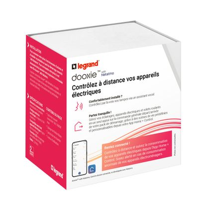 Prise électrique connectée encastrable avec terre + plaque Blanc - Dooxie with Netatmo LEGRAND