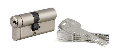 Cylindre de serrure double entrée 35 x 30 mm Transit 1 haute sécurité nickelé 4 clés THIRARD