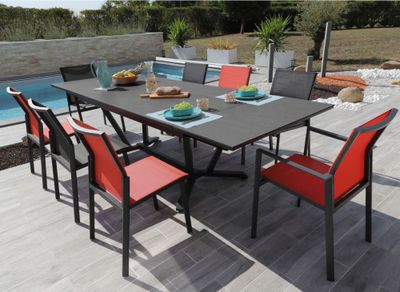 Table de jardin rectangulaire Vita en aluminium 180/280x100x74 cm PROLOISIRS