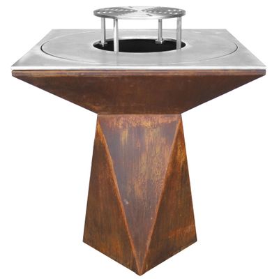 Brasero de cuisson G1 corten avec plaque plancha, grille et couvercle de protection  ARTISS