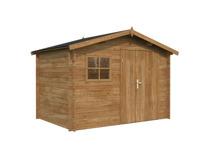 Abri de jardin en bois traité autoclave marron Pablo 3 - ép.19 mm - 6,7 m² hors-tout - WHITE WOOD