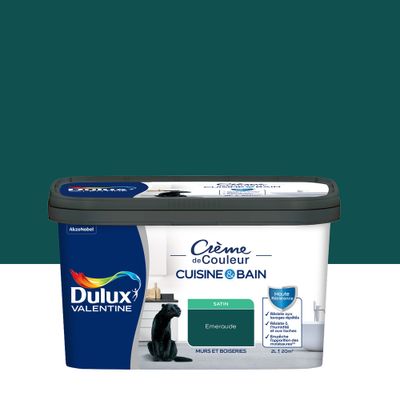 Peinture Crème de Couleur Cuisine et Bain Satin Emeraude 2 L - DULUX VALENTINE