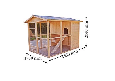 Poulailler en bois non-teinté avec toit bitumé XXL 4,69 m², Livraison à domicile incluse - HABRITA