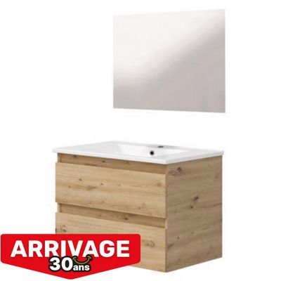 Meuble de salle de bains Lila L60 x H50 x P45 cm panneau de particules bois - ONDEE