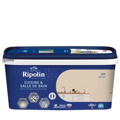 Peinture Cuisine & Bain Lin satin 2L RIPOLIN