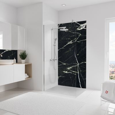 Panneau mural de douche 100x210 cm marbre noir vert DécoDesign Softtouch - SCHULTE