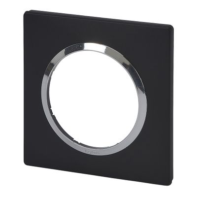 Plaque de finition 1 poste carrée Noir et chrome - Dooxie LEGRAND
