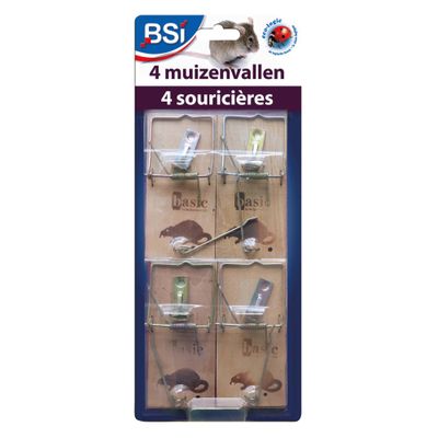 Tapette à souris socle en bois par 4 - BSI