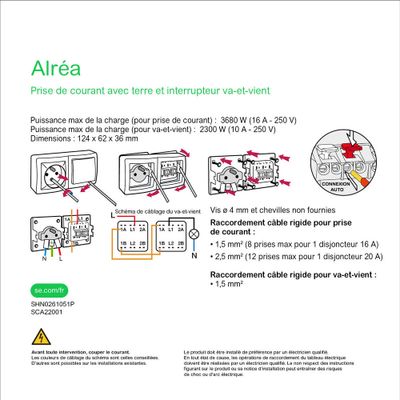 Interrupteur va-et-vient et prise 2 pôles + terre saillie blanc - Alréa SCHNEIDER ELECTRIC