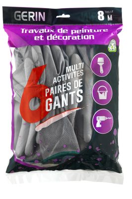 Sachet 6 Paires De Gants Deco Peinture Taille 9 GERIN
