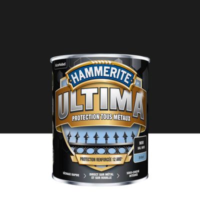 Peinture fer extérieur ultima noir RAL 9006 brillant 2,5 L - HAMMERITE