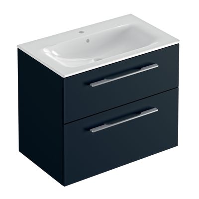 Meuble de salle de bains Selva 2 tiroirs L80 x H65 x P50 cm panneau de particules bleu mat - GEBERIT