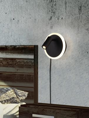 Spot LED mural orientable 5W + 2W lumière blanc chaud Noir- Jordan TRIO