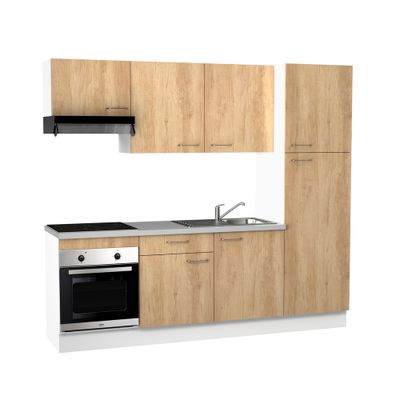 Cuisine complète en kit L.240 cm effet chêne