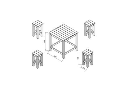 Table mange debout carré Aron en bois 90x90x107 cm WHITE WOOD