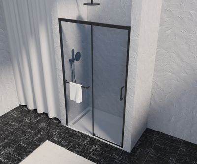Porte de douche coulissante 100x200 cm profilé noir verre fumé 8 mm Signature - OCEA