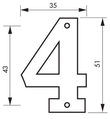 Chiffre 4 à visser hauteur 51 mm laiton THIRARD